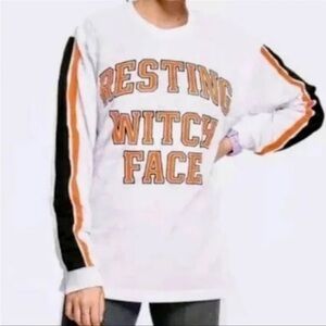 PINK Victoria's Secret White Top with Orange and Black Accents